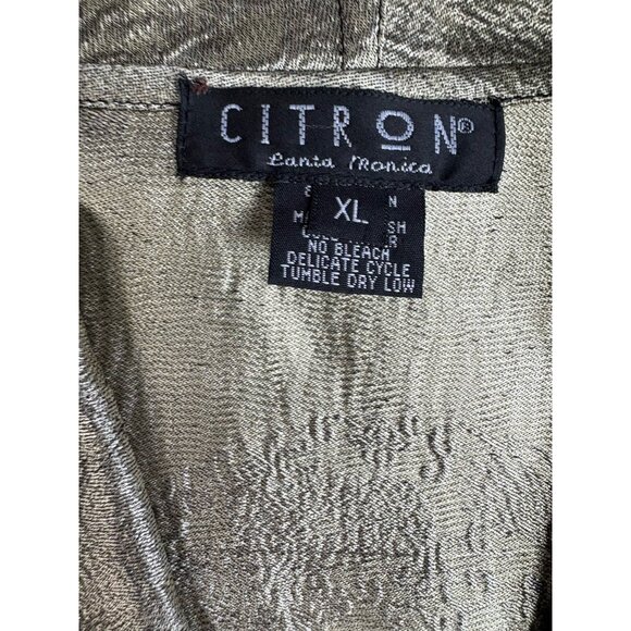 *Citron Santa Monica Blazer XL Black Silk Blend Mixed Print Button Quiet Luxury - Picture 6 of 8